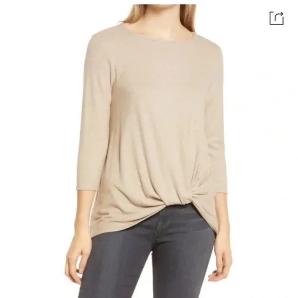 Gibson twist cozy pullover almond beige size medium